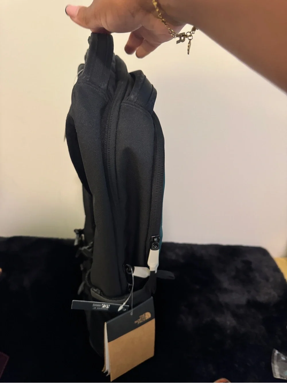 The North Face Teal and Black Daypack Backpack with Bungee Cord